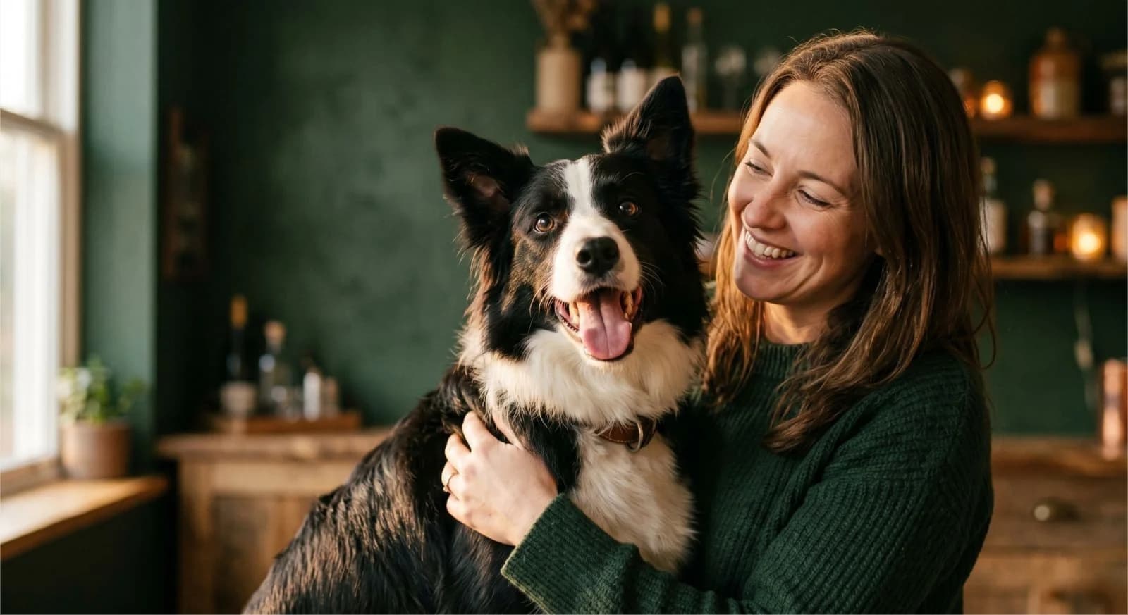 Hundebesitzerin mit Border Collie - Vertrauen durch NutriPaws Haaranalyse für Haustiere